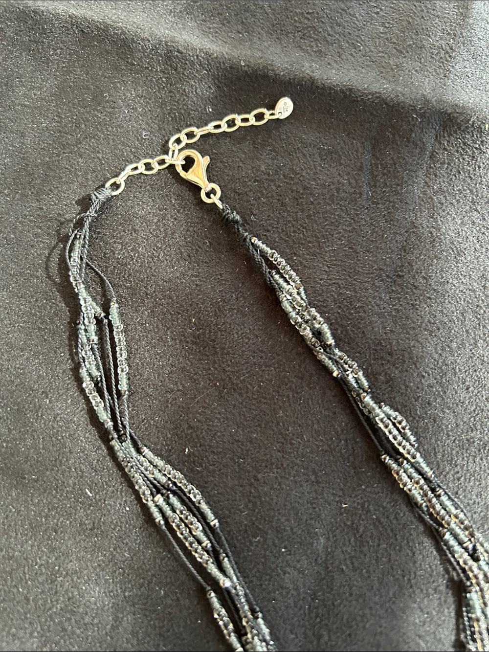 Silpada N1895 Black Silk Multi-Strand & Quartz Pendant Necklace - Picture 3 of 3